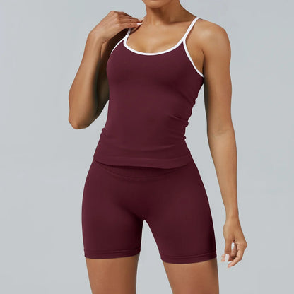 Cralom Yoga Set: Backless Sports Vest & Quick-Dry Leggings for Gym & Pilates