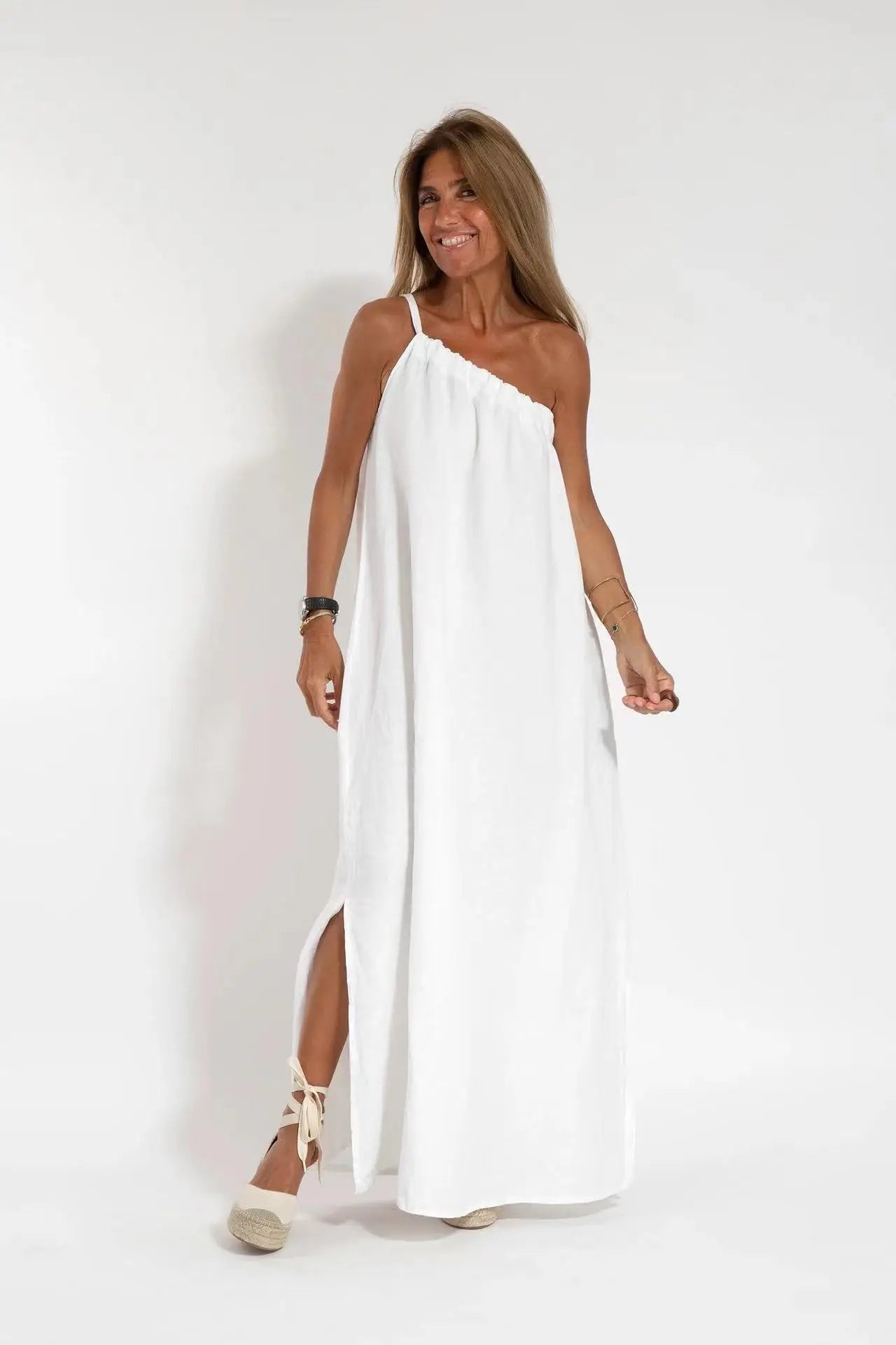 Cralom Women's Asymmetric Split Sleeveless Dress - Summer 2024