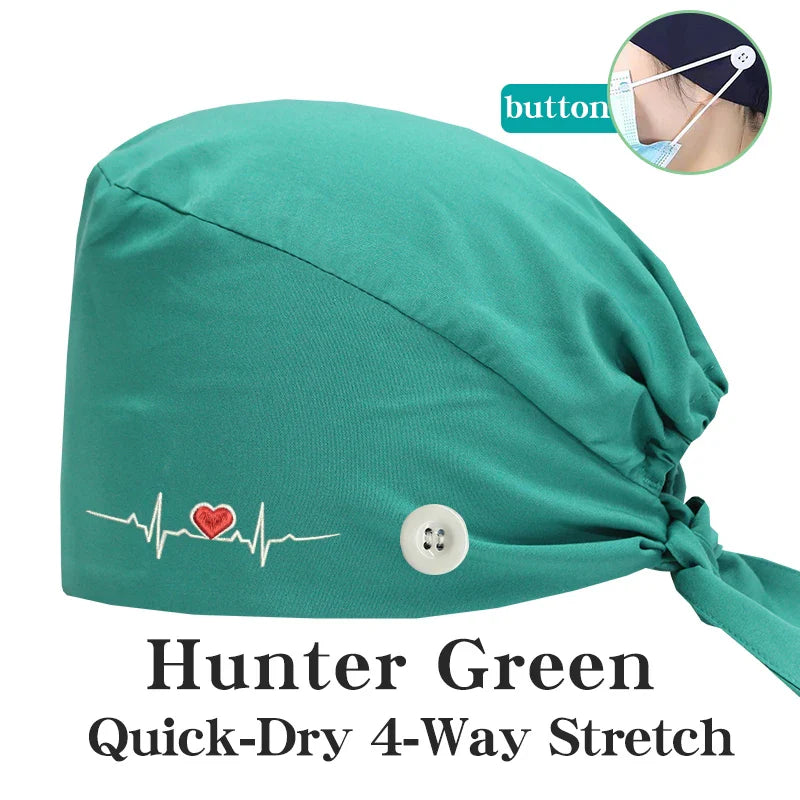 Cralom Embroidered Stretch Medical Hat Surgical Cap for Women