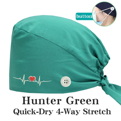 Cralom Embroidered Stretch Medical Hat Surgical Cap for Women