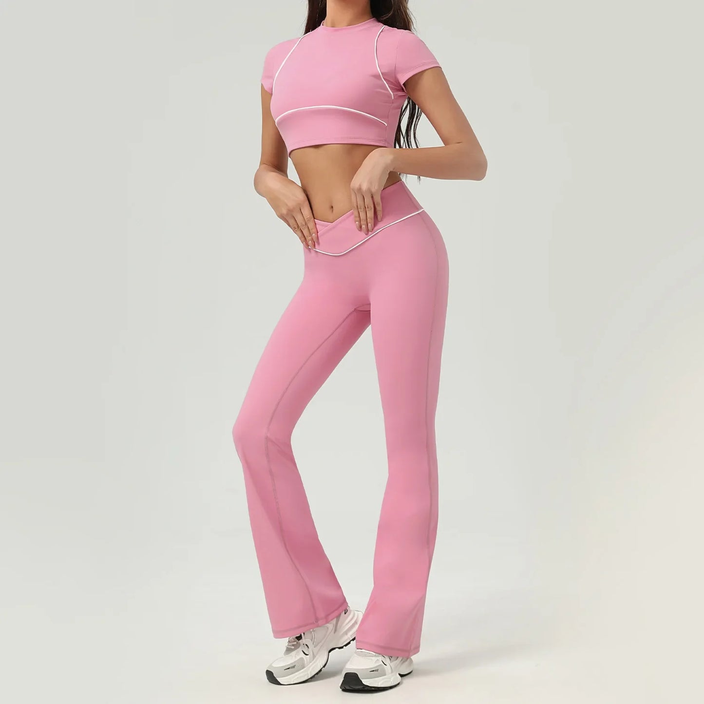 Cralom Women's Tennis Sports Set Gym Workout Skirt Set Yoga Sportswear