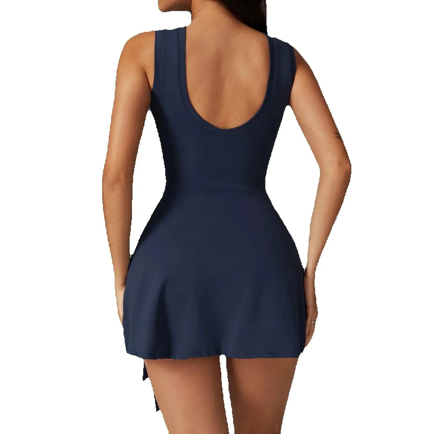 Cralom Sleeveless Tennis Skirt Tight Sports Dress Fitness Yoga Gym Women Running