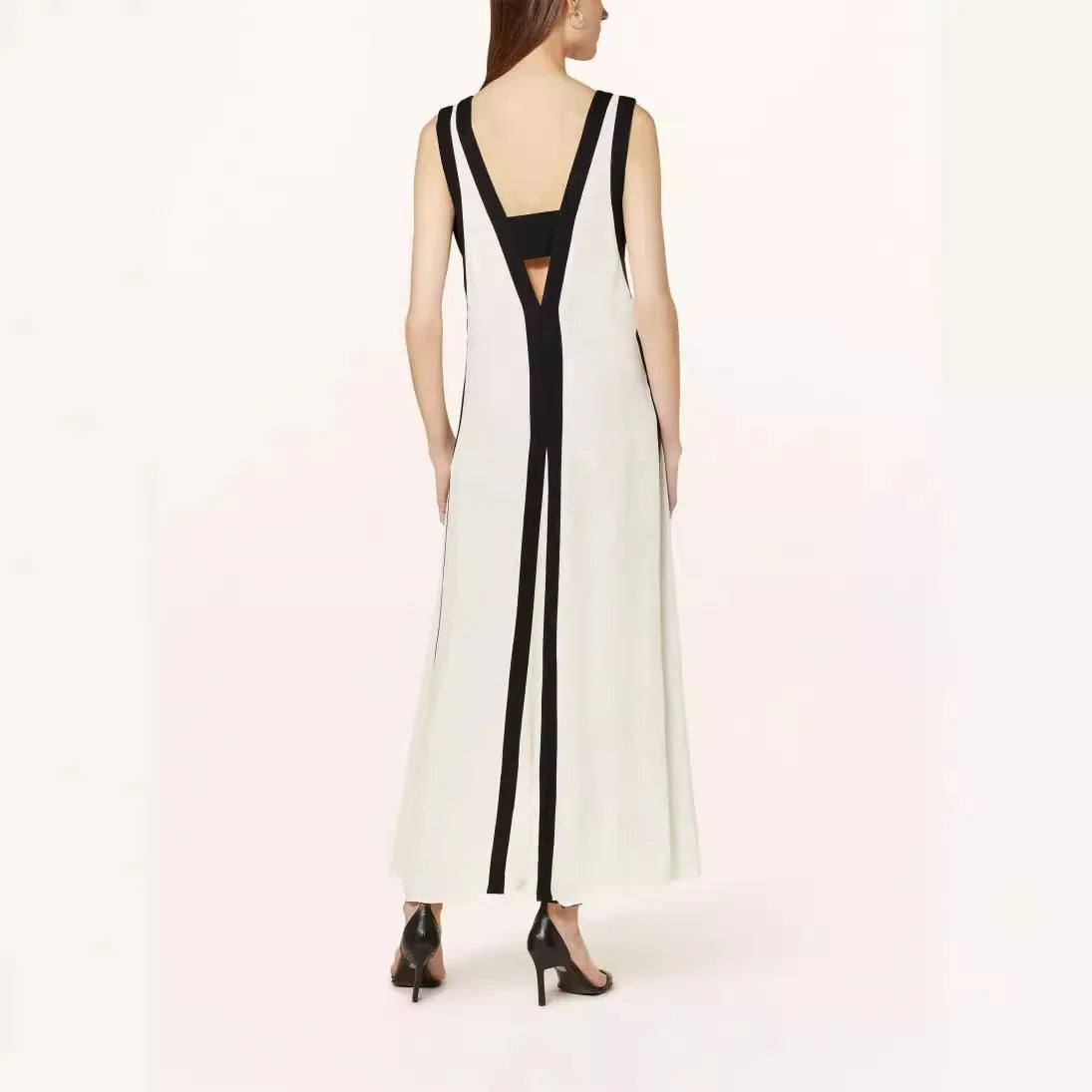 Cralom Sleeveless Summer Dress with Color Block Splicing