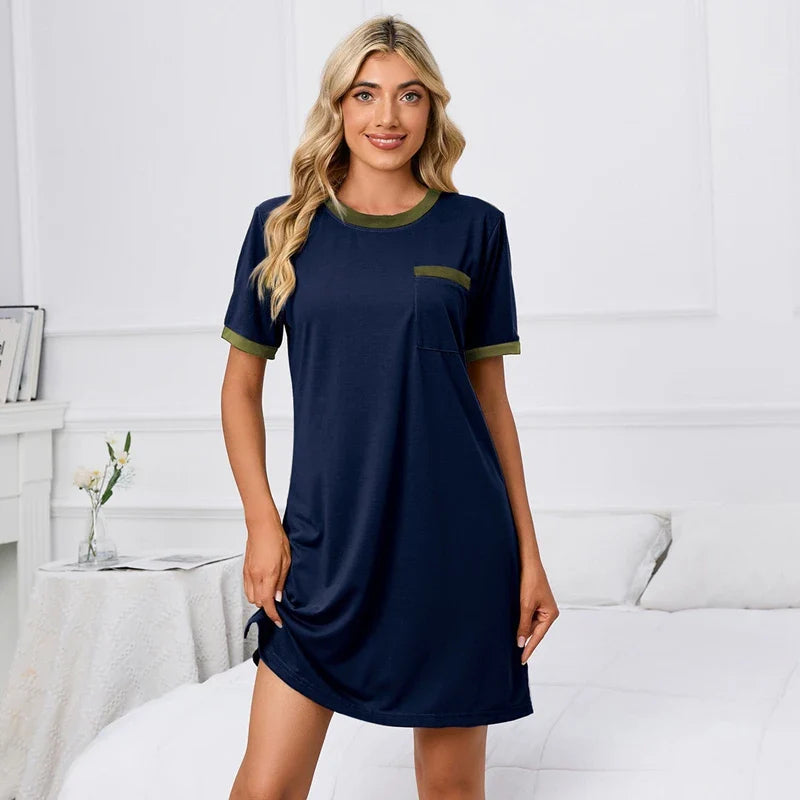 Cralom Soft Short Sleeve Summer Nightgown - Lightweight Women's Sleepdress