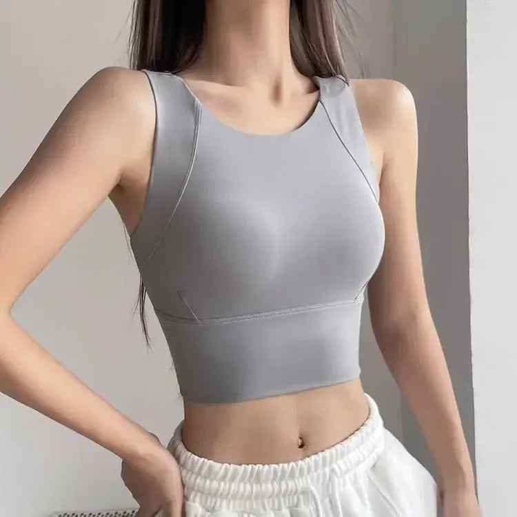 Cralom Shockproof Yoga Bra for Women, Quick Dry Gym Crop Top, Running Workout Bra