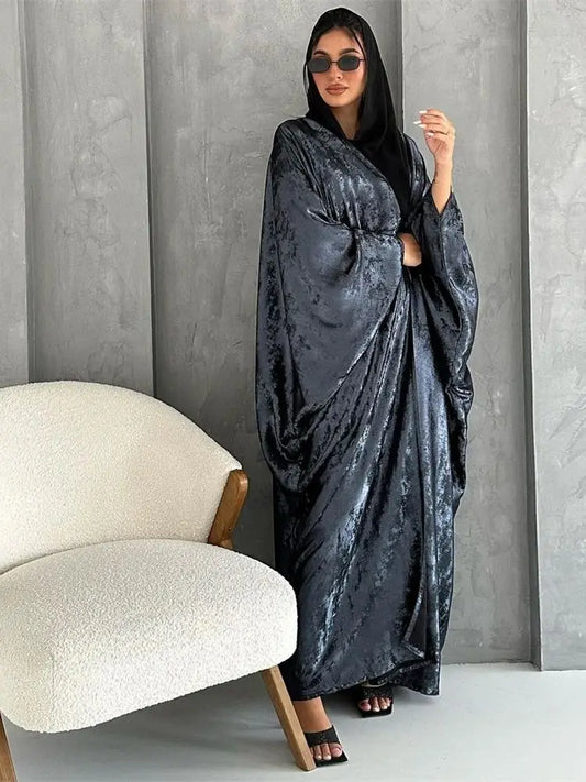 Cralom Shiny Satin Kimono Abaya Dubai Luxury Muslim Kaftan Robe Femme By Cralom Ramadan