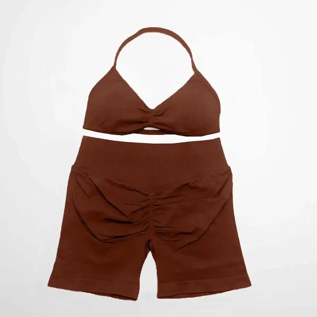 Cralom Strappy Bra & Shorts Yoga Set for Women - Pilates Fitness Sportswear