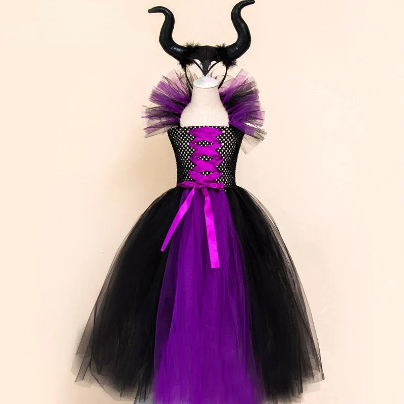 Cralom Deluxe Demon Queen Witch Girls Halloween Party Costume