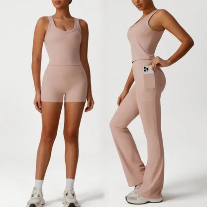 Cralom Yoga Set: Naked Sensation Vest & Sculpting Leggings for Fitness