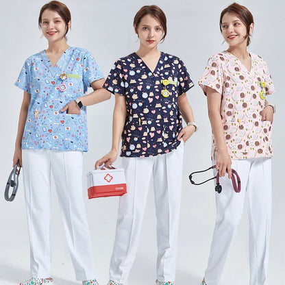 Cralom Women's 3-Pocket Scrub Top Nurse Tunic Uniform, Anti-static Medical Uniform H738