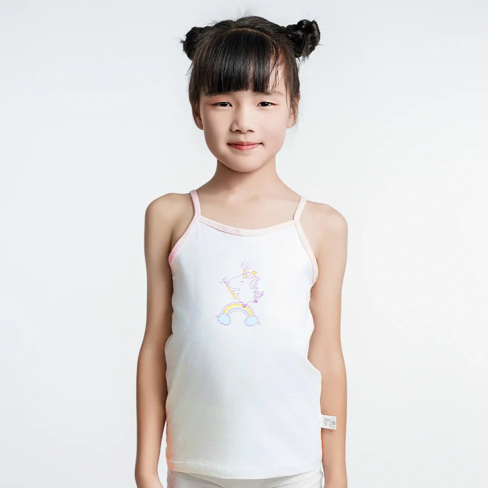 Girls Cotton Singlet Tops Breathable Tank by Cralom - Kids Cartoon Camisole Undershirt