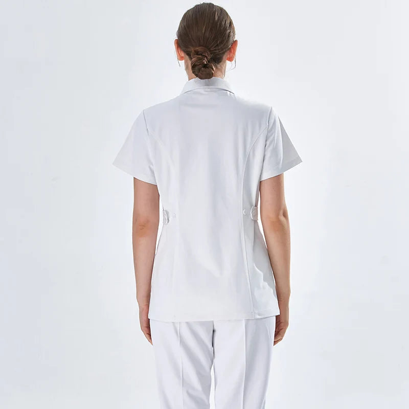 Cralom White Nurse Scrub Set Top and Pant - Hospital Workwear Suit