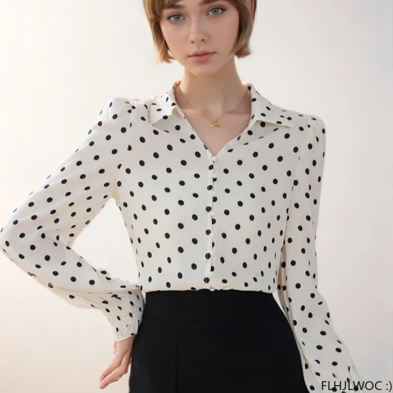 Cralom Polka Dot Tops: Sweet & Stylish Blouses for Fall Office Chic