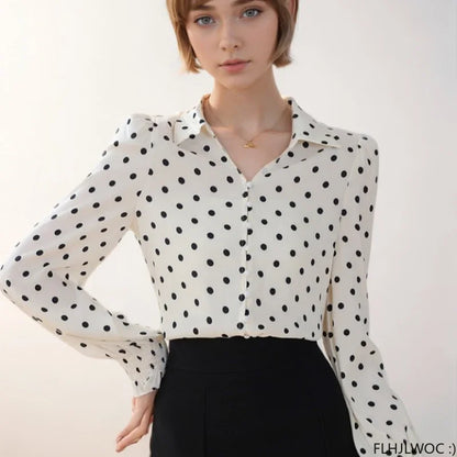 Cralom Polka Dot Tops: Sweet & Stylish Blouses for Fall Office Chic