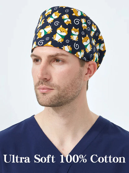 Cralom Shiba Inu Surgeon Scrub Cap - Unisex Surgical Hat in Cute Design