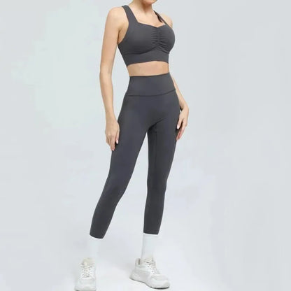 Cralom Seamless Yoga Set: Sports Bra & Butt Lifting High Waist Leggings