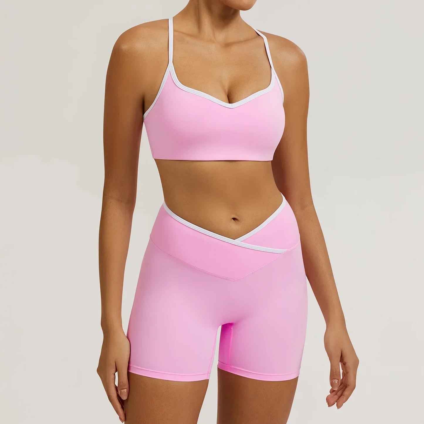 Cralom Seamless Yoga Set: Nude Feel Butt-Lifting Shorts & Sexy Beautiful Back Sports Bra