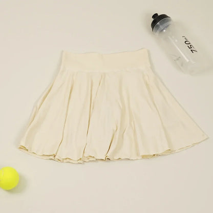 Cralom Women's Tennis Skirt with Built-in Yoga Shorts and Stretchy Quick-Dry Material