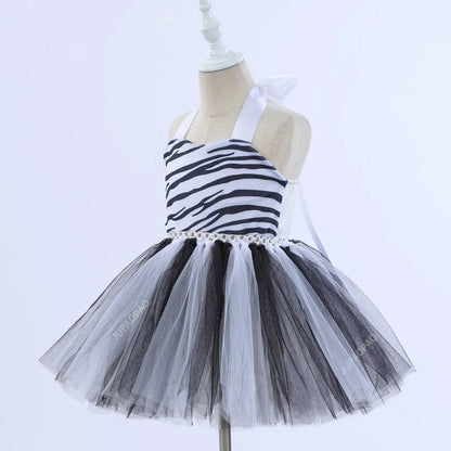 Cralom Zebra Mesh Tutu Dress Set with Hair Hoop Tail - [specific, concise, and brand-focused]