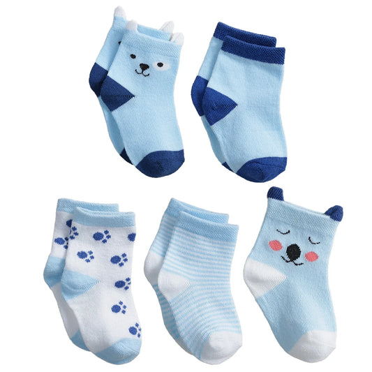 Cralom Baby Socks: Cute Cartoons, Soft Cotton, 0-3 Years, 10 Pairs, Unisex