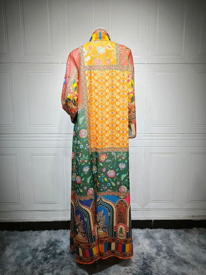 Cralom Bohemian Printed Abaya Kaftan Dress by Cralom