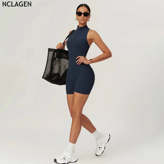Cralom Backless Scrunch Booty Short Gym Jumpsuit Yoga Suit Sports Set