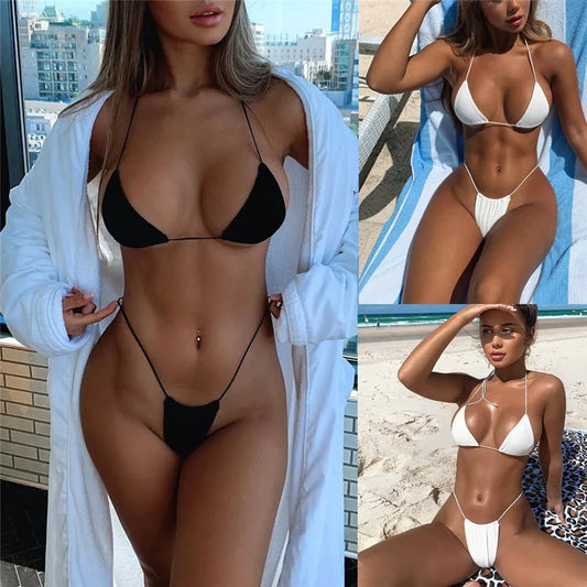 Cralom 2025 Pad Triangle Bikini Swimwear Women Swimsuit - Beach Sexy Maio Monokini