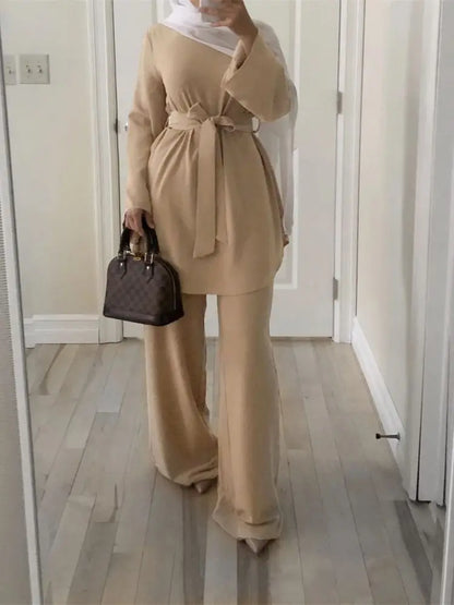 Cralom Khaki Eid Abaya Set - Size L