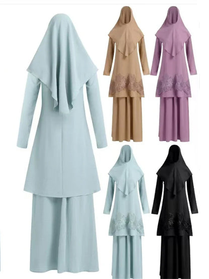 Cralom Cralom Ramadan Abaya Set - Modest Muslim Women's 3 Piece