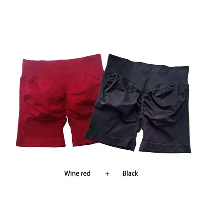 Cralom Seamless Leggings Gym Shorts Set for Women - Push-up Fitness Bottoms
