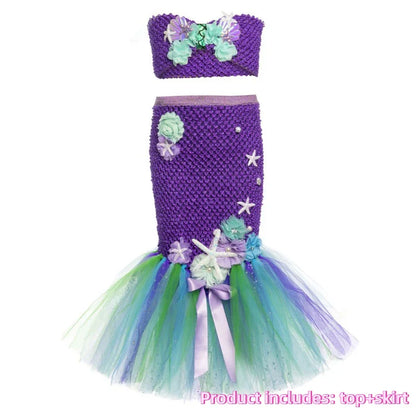 Cralom Mermaid Tutu Costume Headband for Ocean Theme Birthday Party Dress