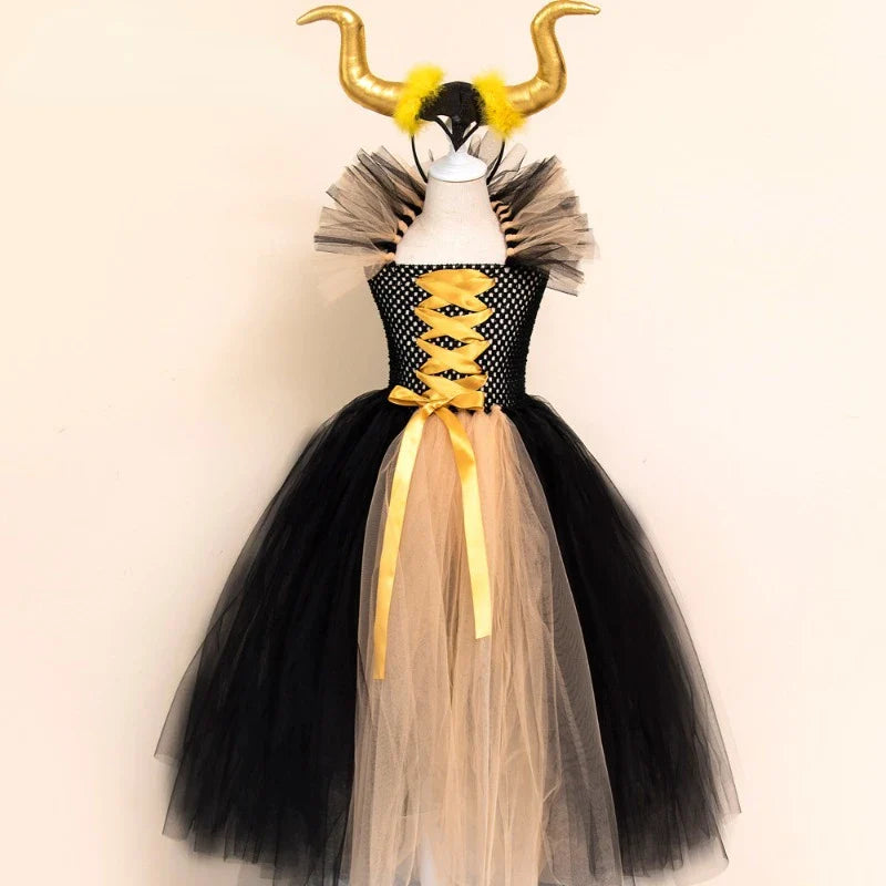 Cralom Deluxe Demon Queen Witch Girls Halloween Party Costume