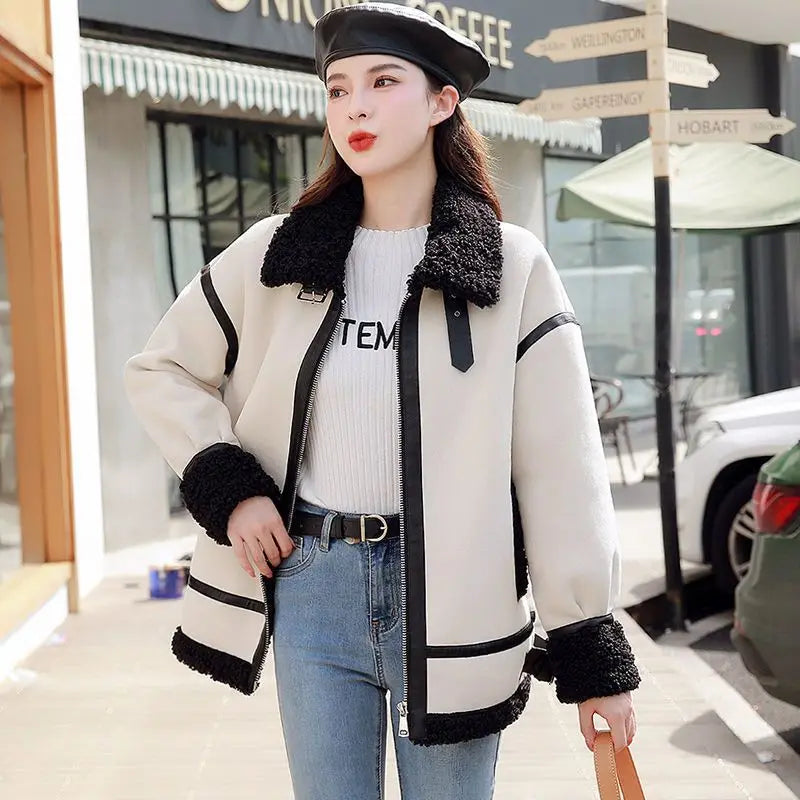 Cralom Biker Fleece Wool Coat for Women: Winter Outerwear 2024