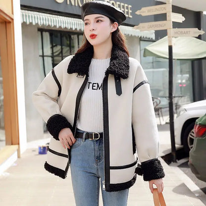 Cralom Biker Fleece Wool Coat for Women: Winter Outerwear 2024