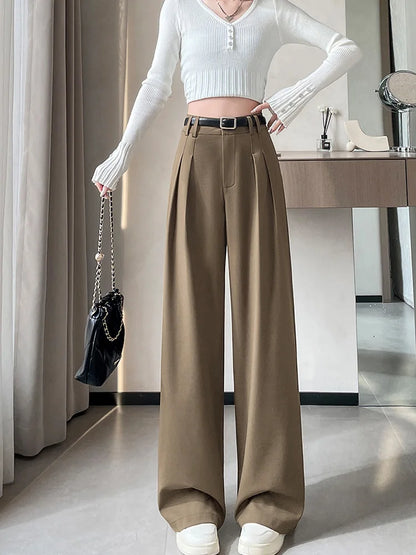 Cralom Women's Vintage Office Capris High Waist Pants