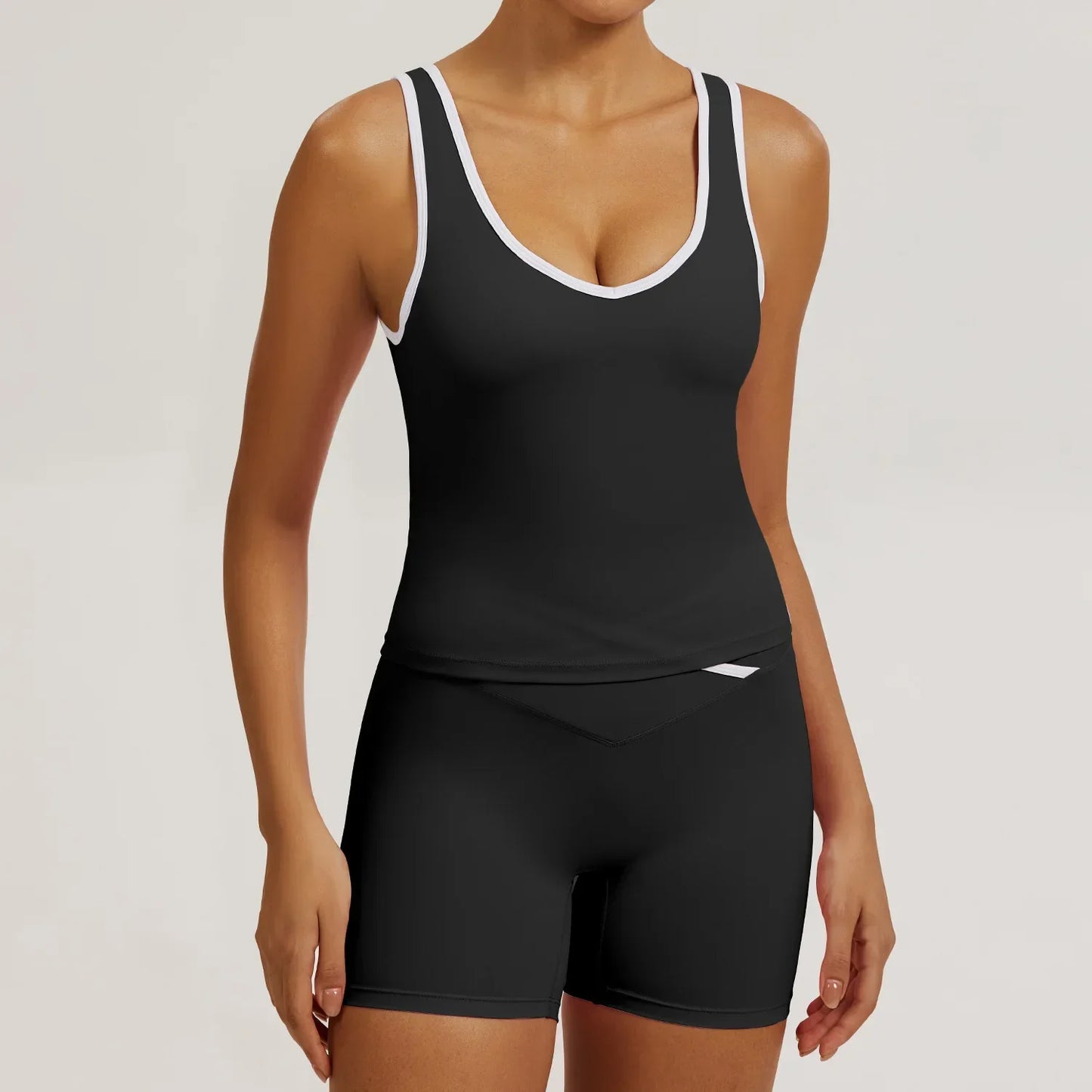 Cralom Nude Feel Butt-Lifting Yoga Set: Shorts & Sports Vest