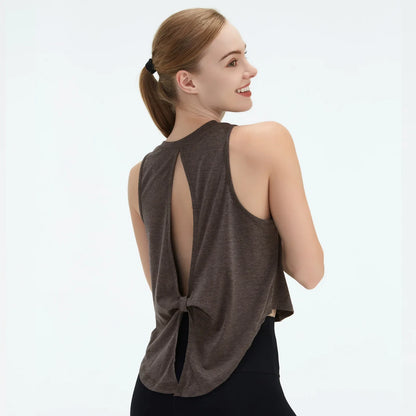 Cralom Hollow Out Yoga Tank Top, Quick Dry Workout Vest, Fitness Running Shirt