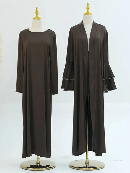 Cralom Ramadan Eid 3-Piece Abaya Set Kaftan for Women