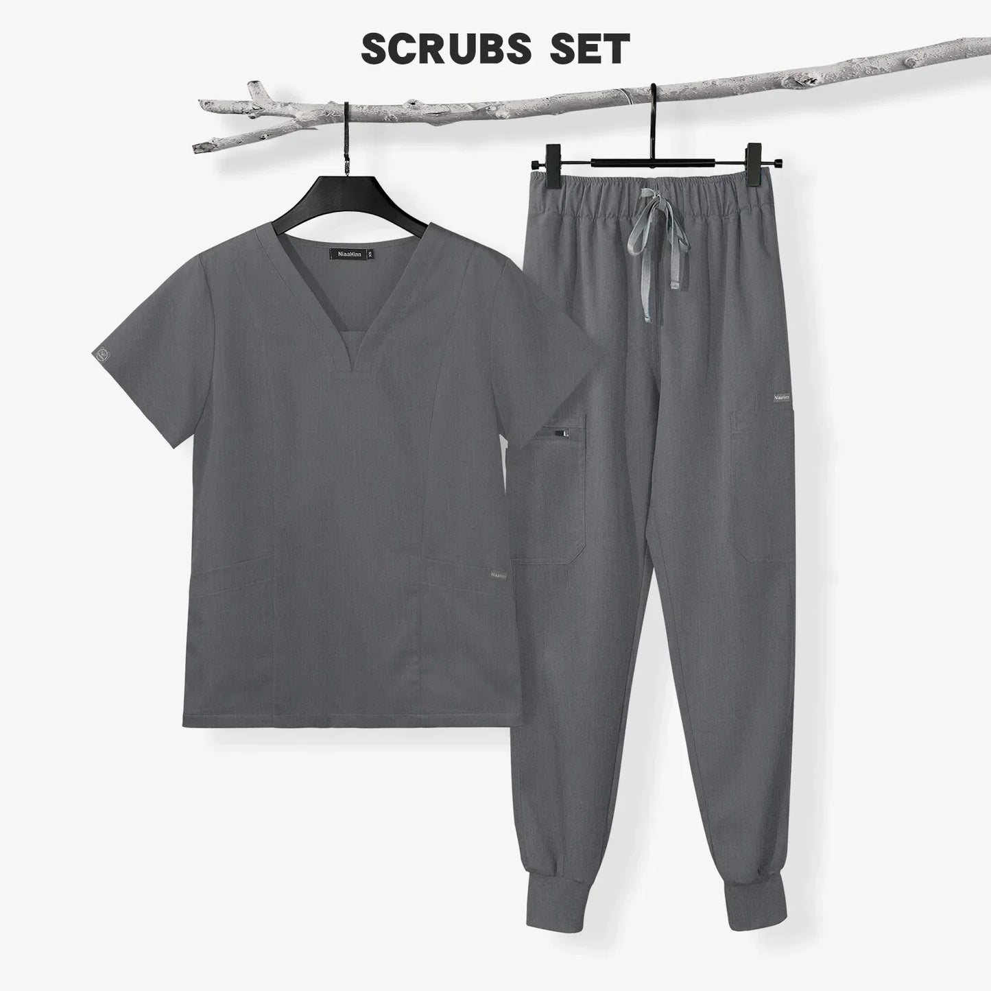 Cralom Men's Scrubs Set: Top & Relax Pants, Short Sleeve, Leisure Fit