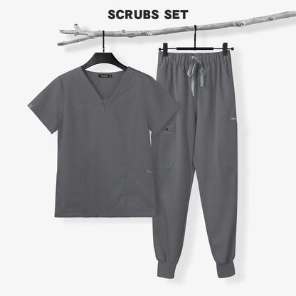 Cralom Men's Scrubs Set: Top & Relax Pants, Short Sleeve, Leisure Fit
