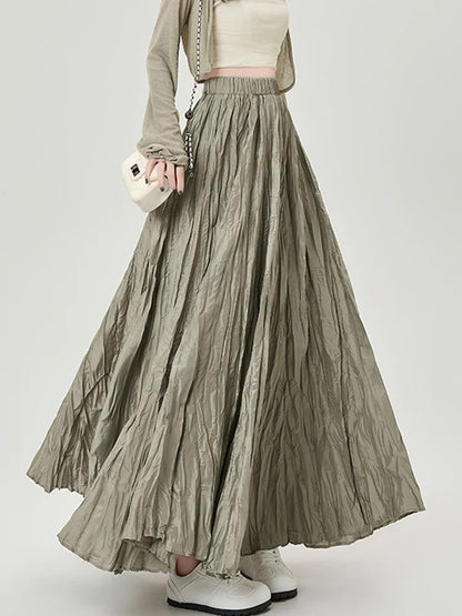 Cralom Women's High Waist A-Line Pleated Skirt - 2025 New Collection