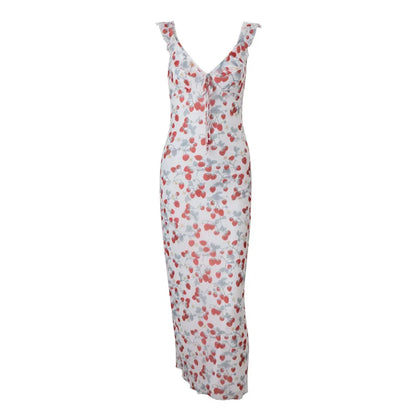 Cralom Retro Printed Slimming Strap Dress