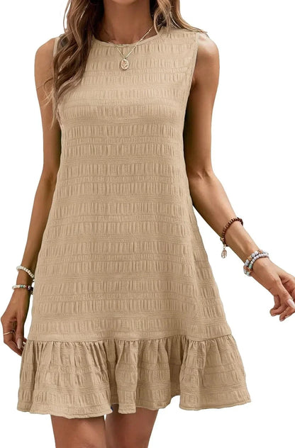 Cralom Women's Summer A-Line Midi Dress - Elegant Vintage Casual Loose Short Dresses