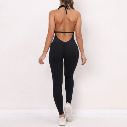 Cralom Lace-Up Yoga Bodysuit: Seamless, Quick-Dry, Butt Lifting Jumpsuit