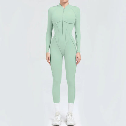 Cralom Backless Yoga Jumpsuit | Long Sleeve Tight-Fit Activewear