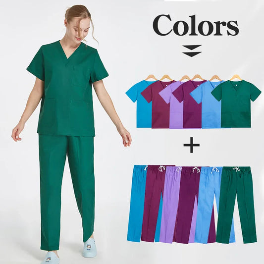 Cralom Cotton Nursing Scrubs Set - Hospital Medical Workwear