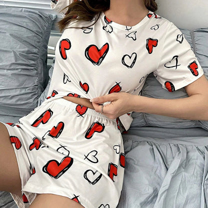 Cralom Strawberry Print Pajama Set: Cute Top & Shorts for Summer Comfort