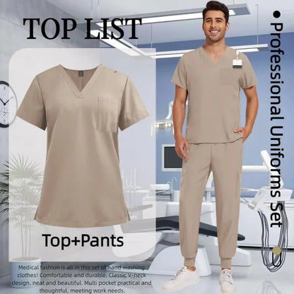 Cralom Premium Nurse Scrubs Set - Clinical Style for Anti-Wrinkle Medical Uniforms