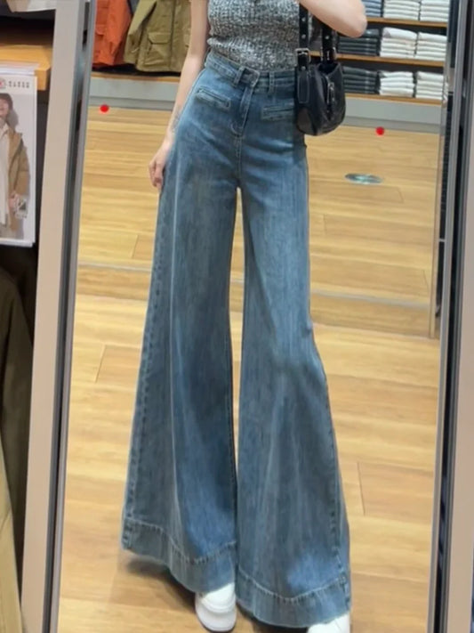 Cralom Vintage Baggy Straight Jeans | High Waist Loose Wide Leg Pants