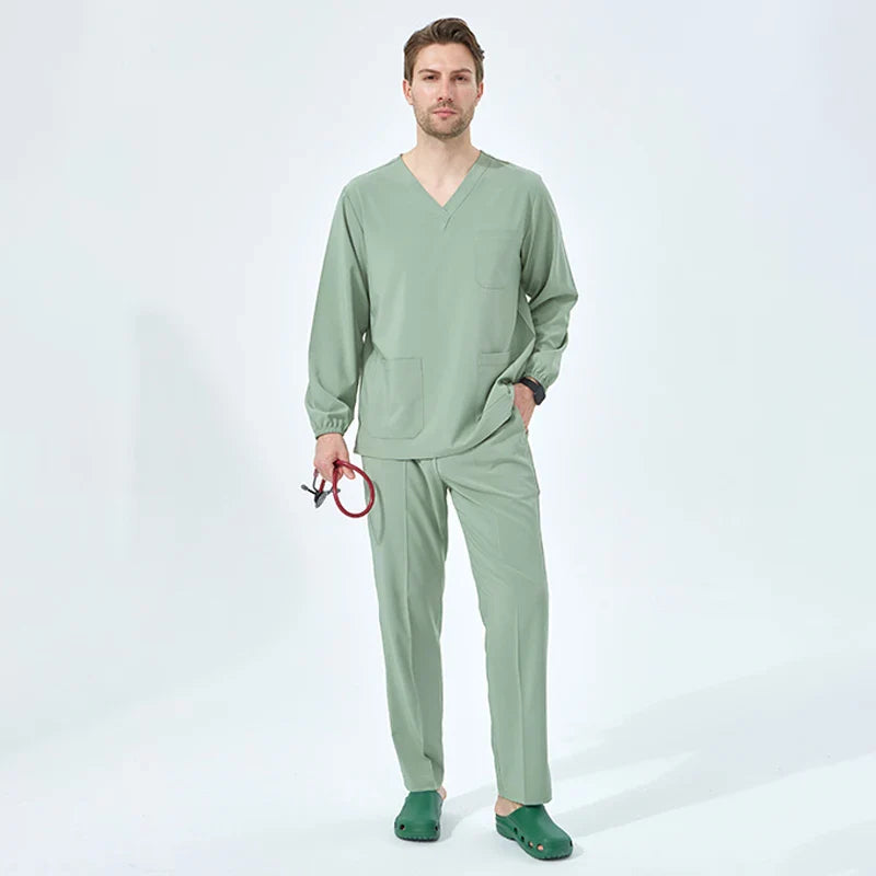Cralom V-Neck Scrubs Set: Women's Slim Fit Surgeon Uniform Operating Room Stretch